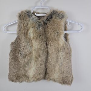 Zara BabyGirl Polka Dot Lined Faux Fur Vest Button Snaps 2-3Y